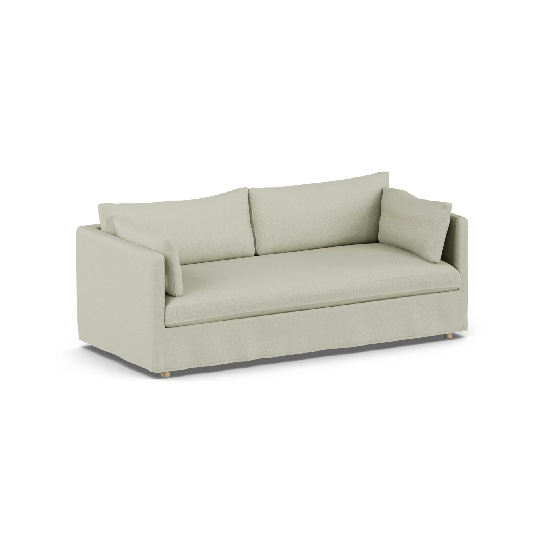 Linnevik sofa, Luiza Beige 3981-hvitoljet eik, 3-seters, med skjørt 1898