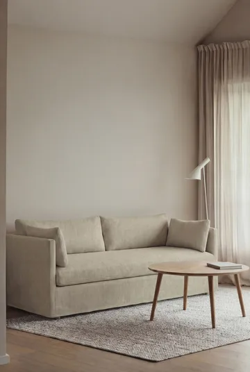 Linnevik sofa - Luiza Beige 3981-hvitoljet eik, 3-seters, med skjørt - 1898