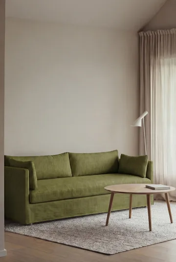 Linnevik sofa - Luiza Green 3975-hvitoljet eik, 4-seters, med skjørt - 1898