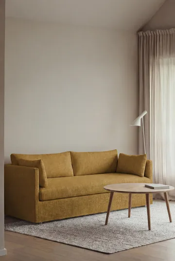 Linnevik sofa - Luiza Mustard 3972-hvitoljet eik, 3-seters, med skjørt - 1898