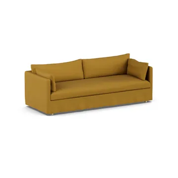 Linnevik sofa - Luiza Mustard 3972-hvitoljet eik, 4-seters, med skjørt - 1898