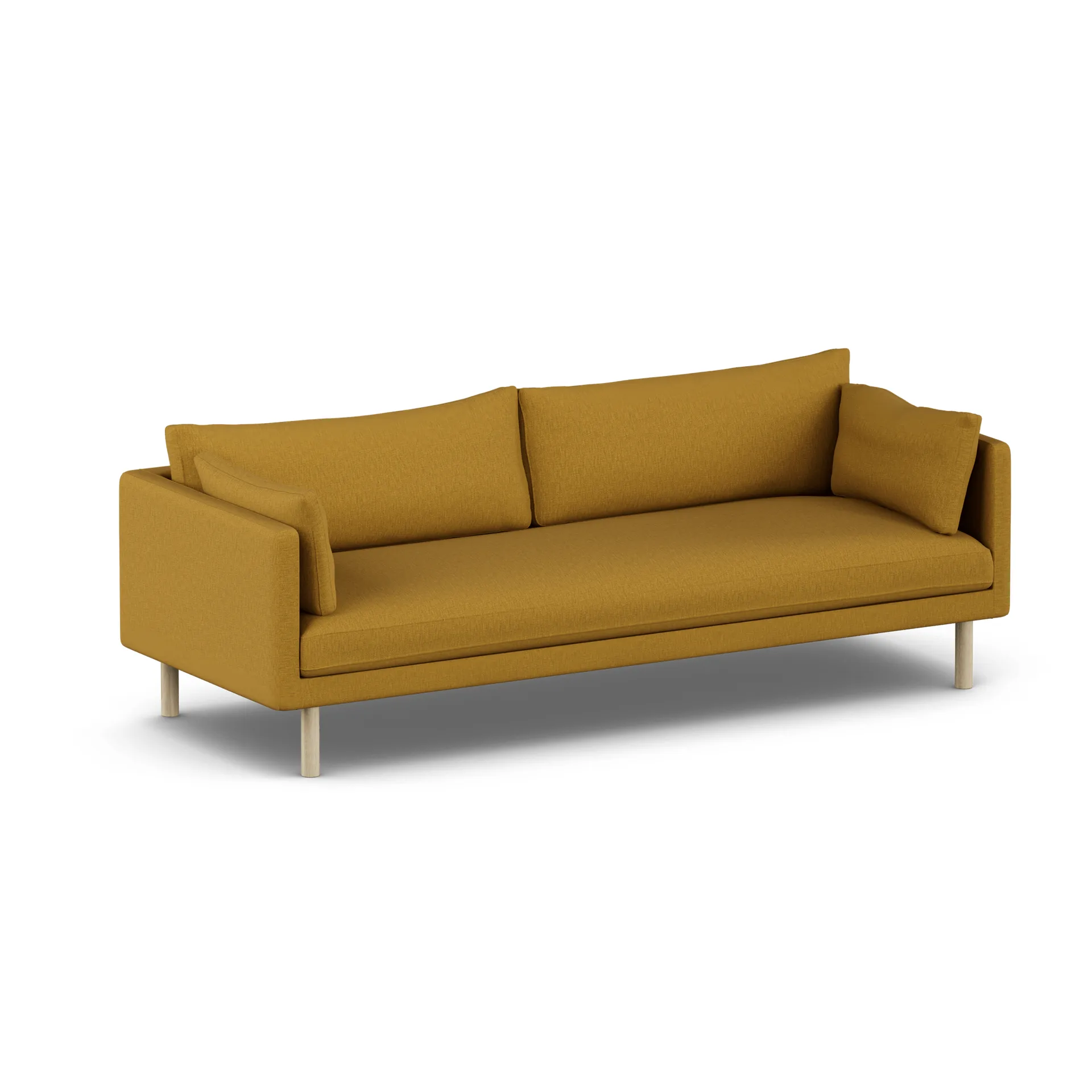 Linnevik sofa, Luiza Mustard 3972-hvitoljet eik, 4-seters, uten skjørt 1898