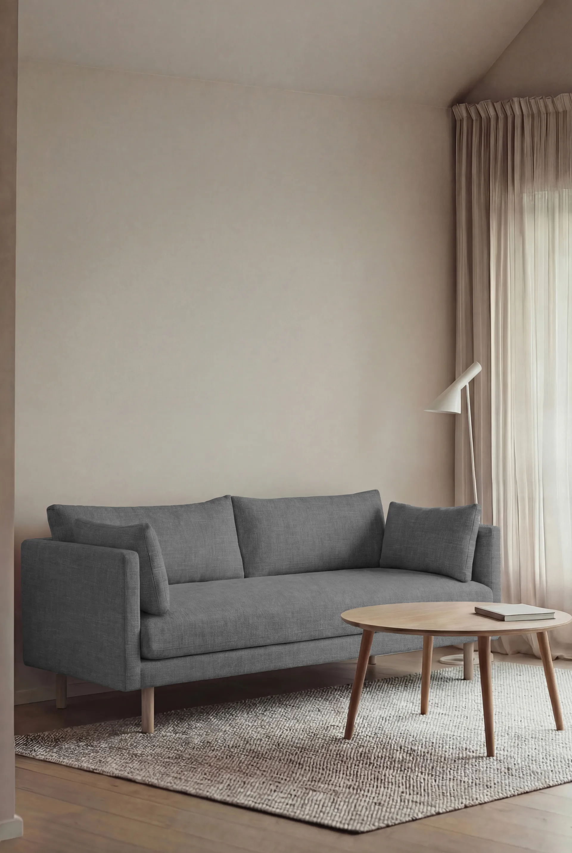 Linnevik sofa, Same Blue 6678-hvitoljet eik, 2-seters, uten skjørt 1898