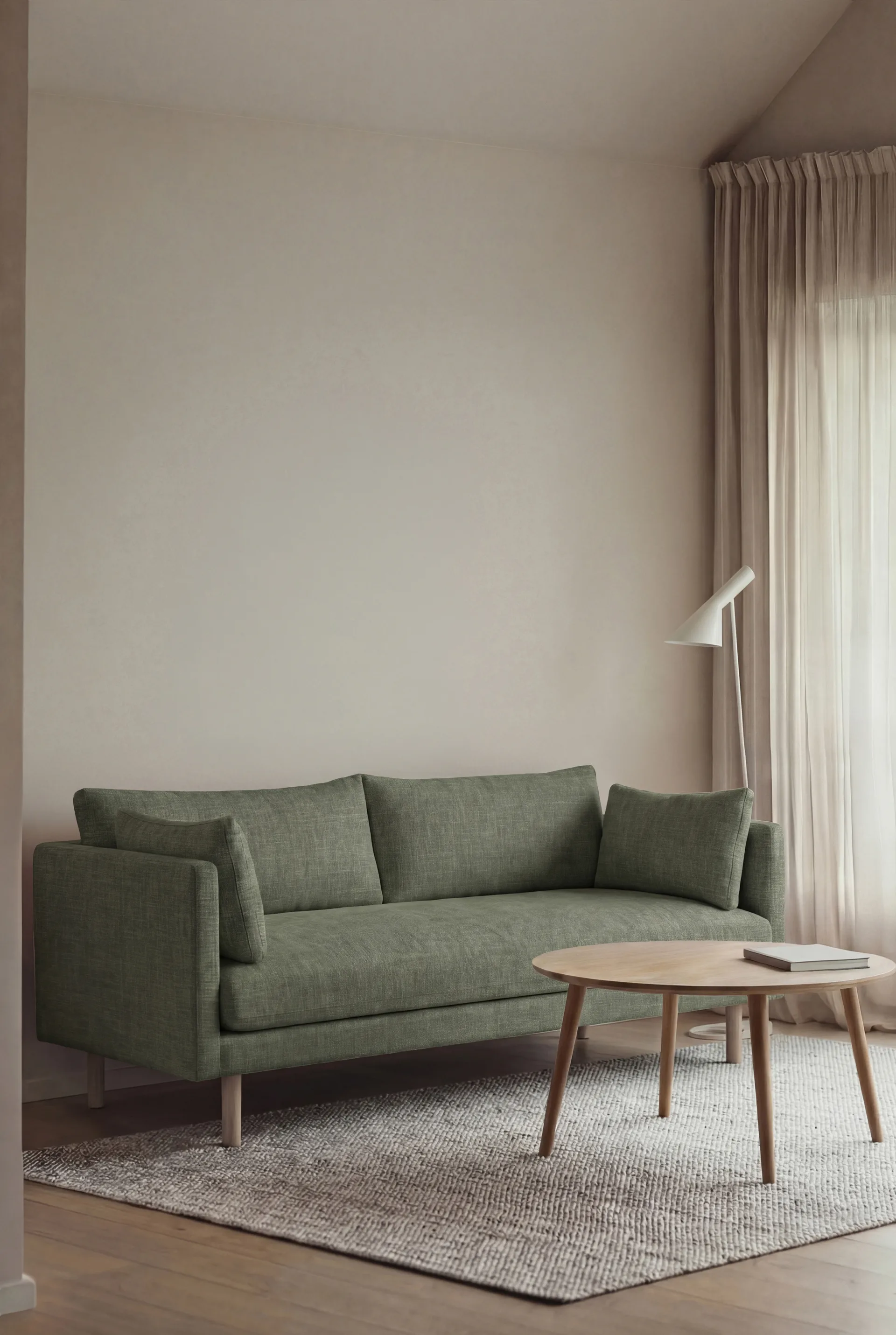 Linnevik sofa, Same Forest 6677-hvitoljet eik, 2-seters, uten skjørt 1898