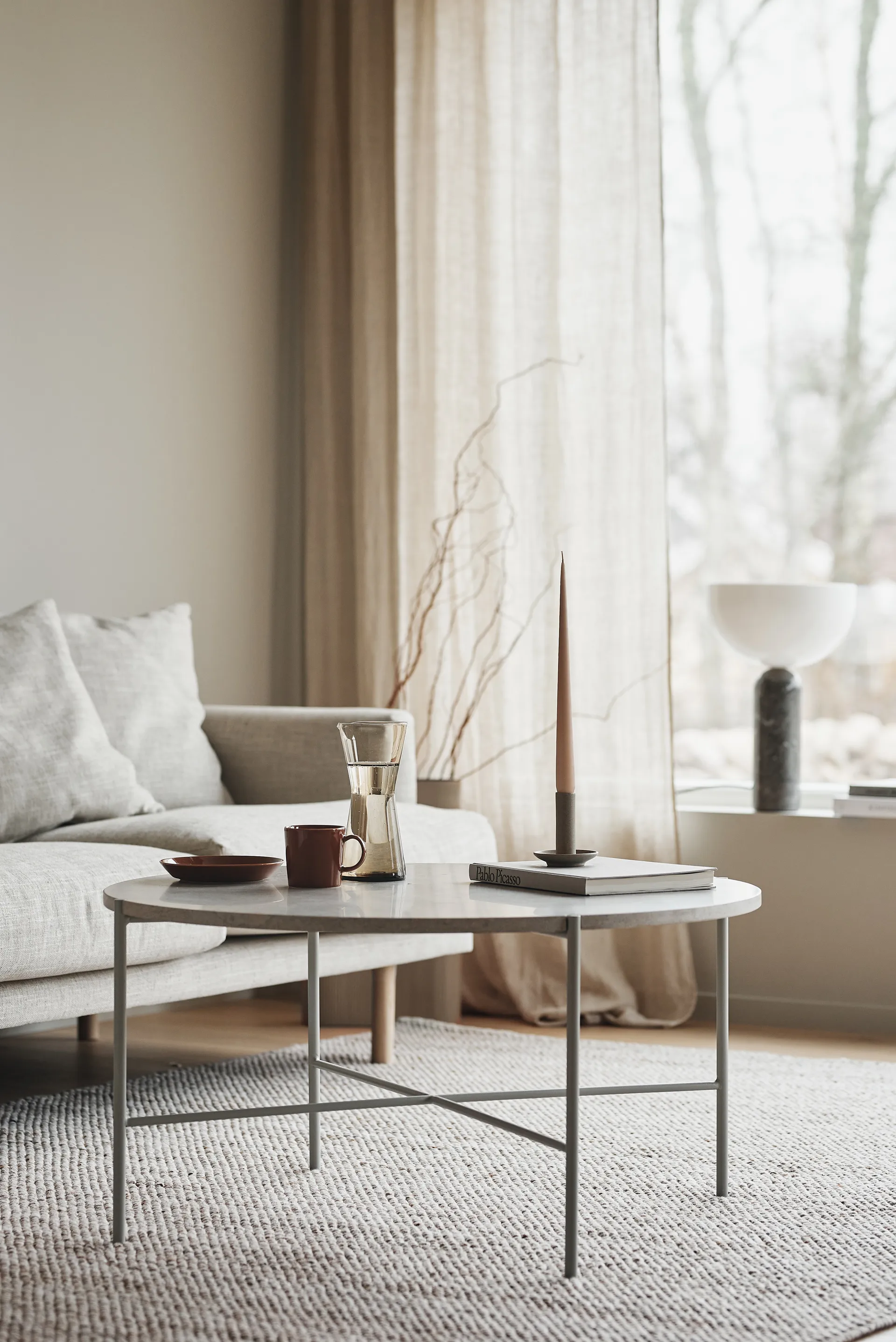 Sjövik sofa, Bern Beige 0341-hvitoljet eik, 3,5-seters 1898