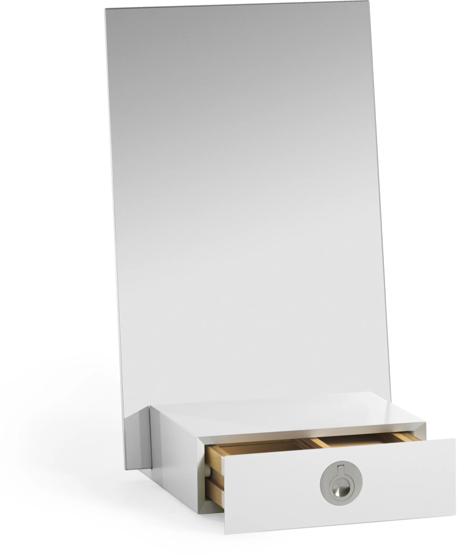 Me bordsspeil med oppbevaring, Hvit, 34x57x30 cm A2