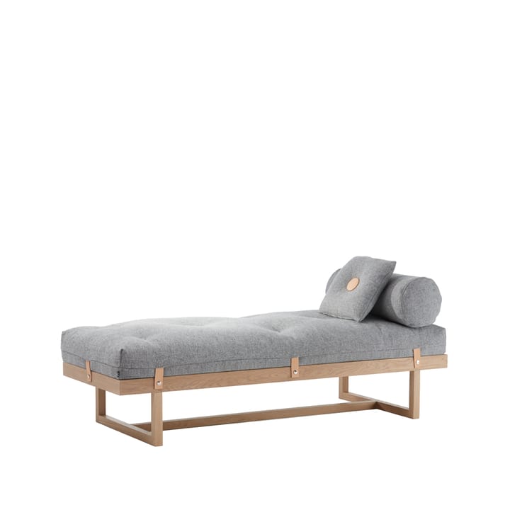 Stay dagseng - Tekstil grå, rammeverk av hvitoljet eik - A2