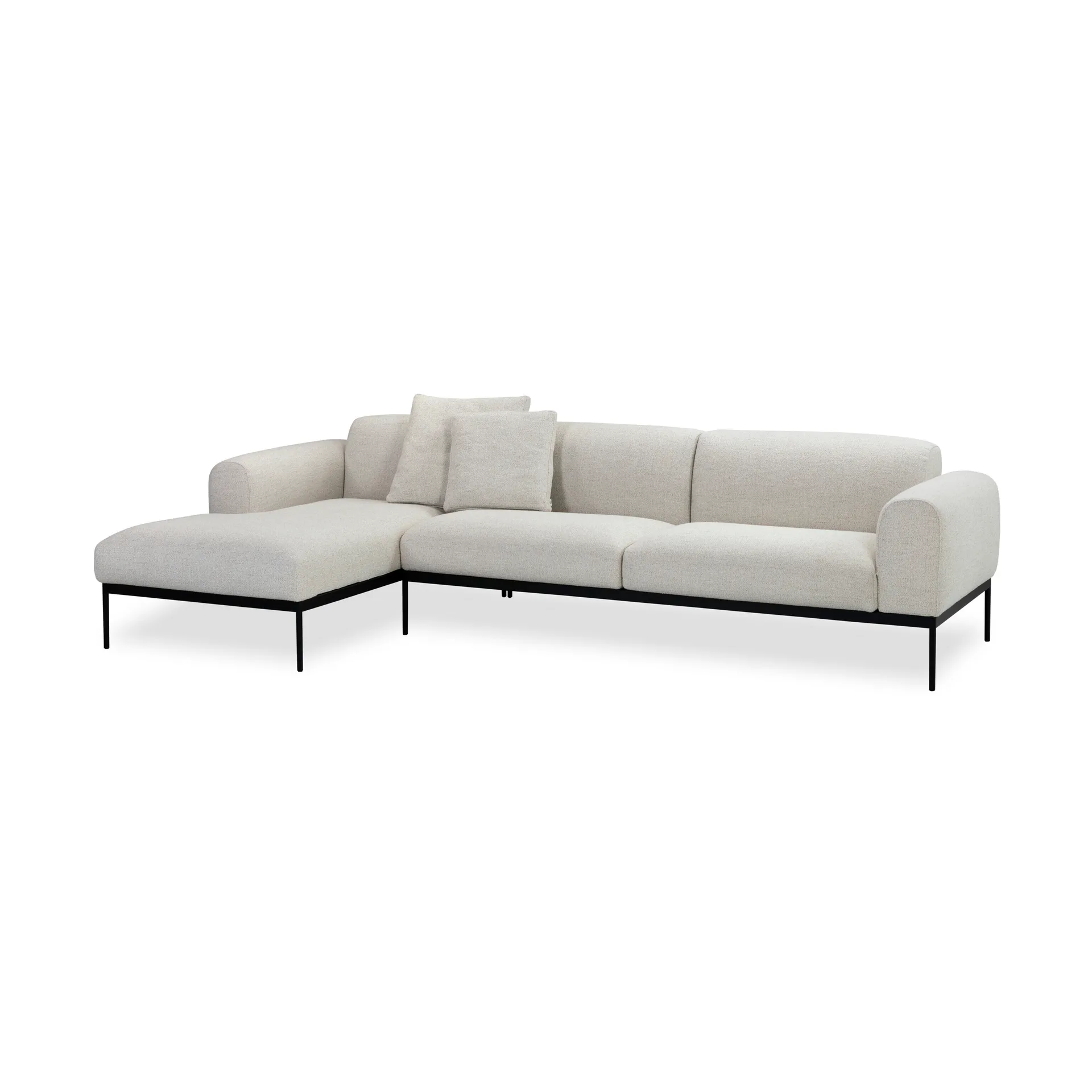 Bon sofa 3-seter divan venstrestilt, Bohemian 000 hvit-svarte ben Adea