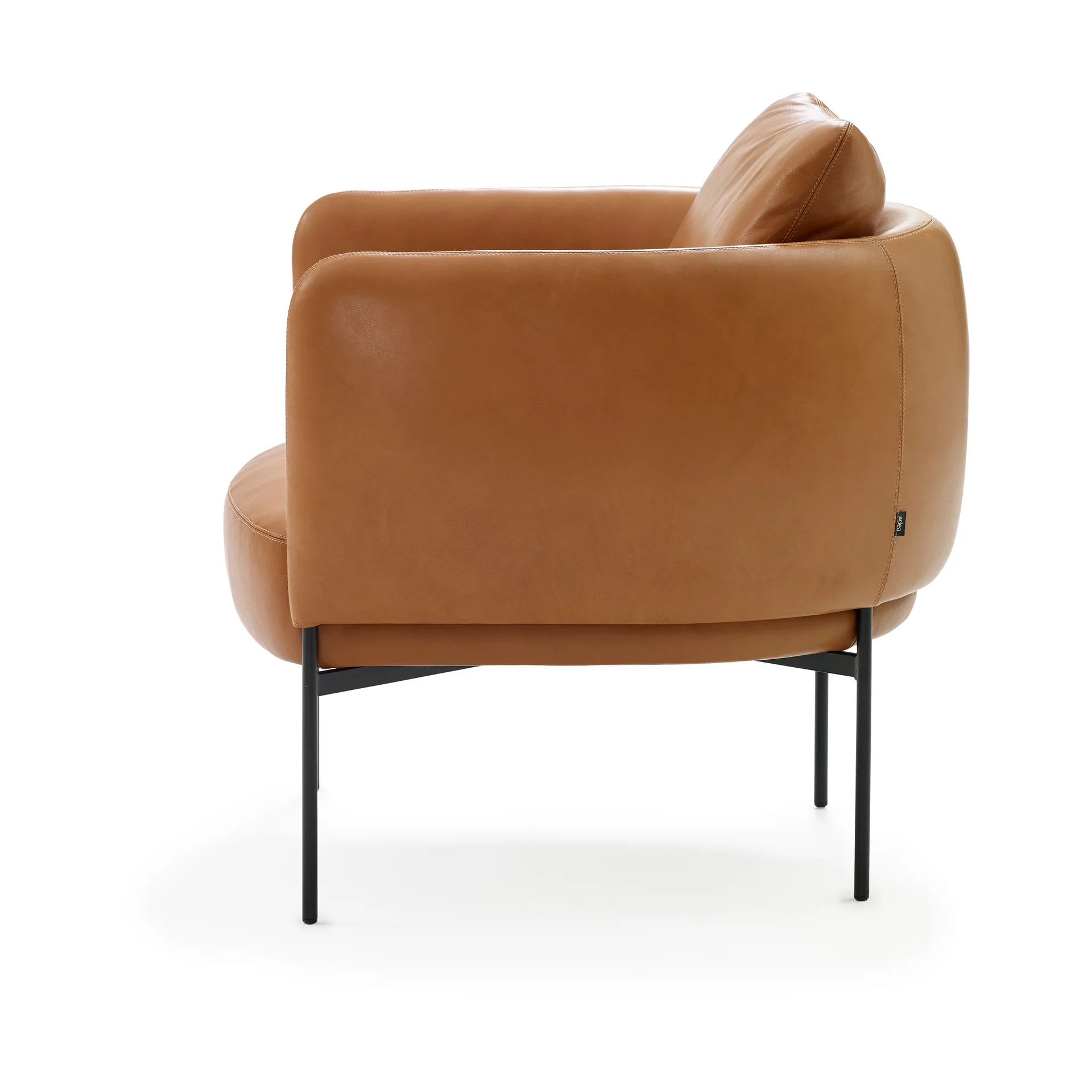 Bonnet Club Chair lenestol, Master 53 Whisky lær-svarte ben Adea