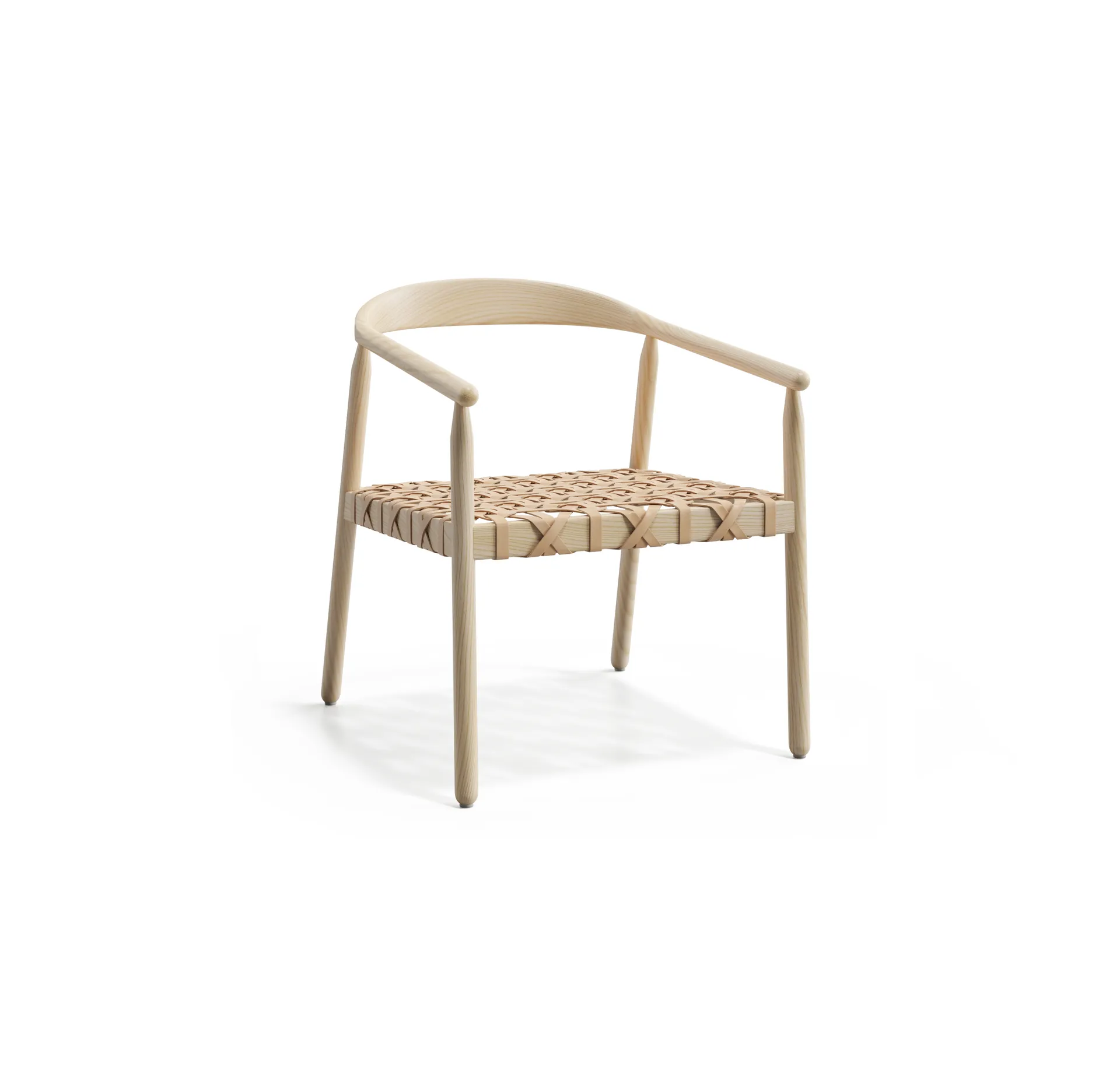 Fay lenestol, ask, flettet lærsete Adea