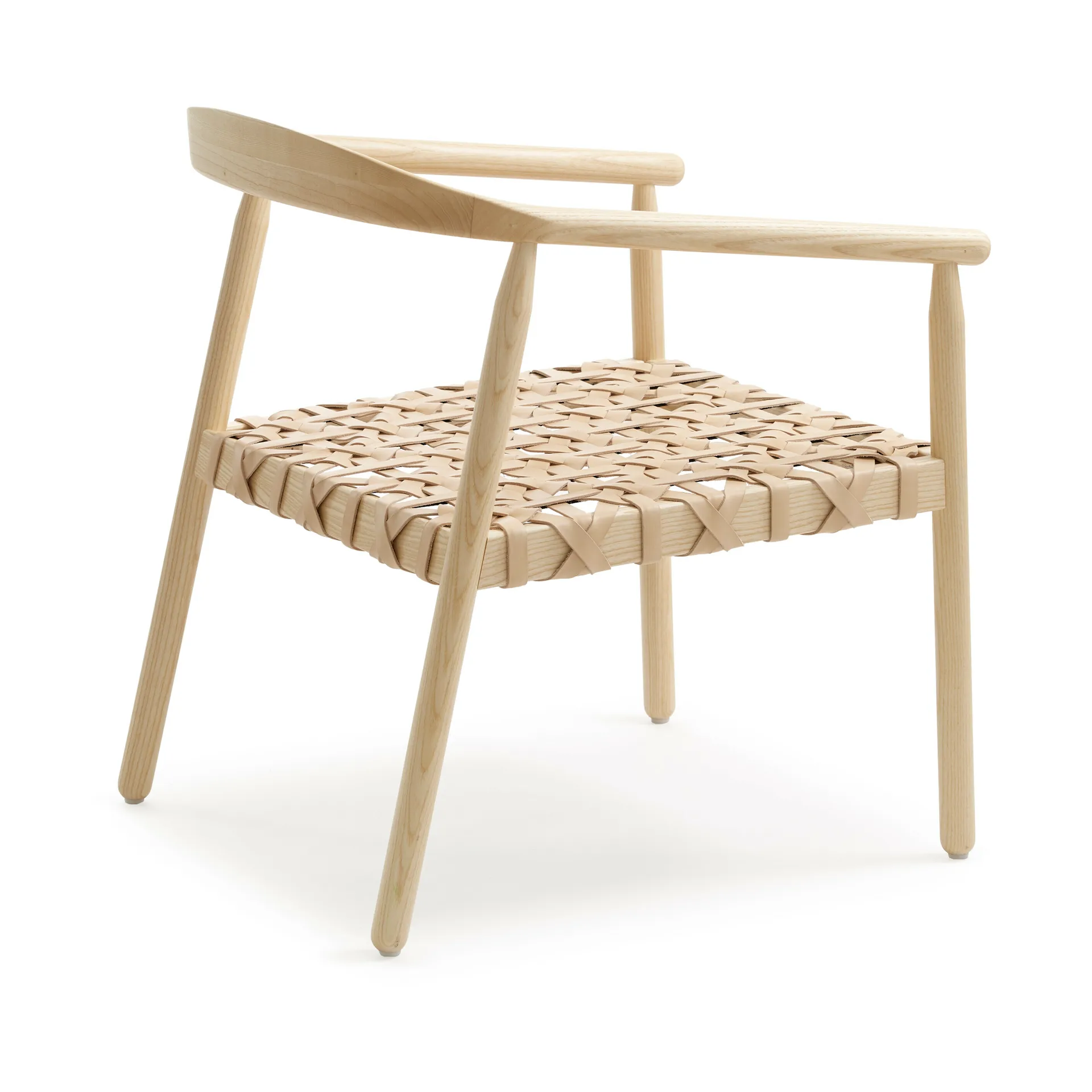 Fay lenestol, ask, flettet lærsete Adea