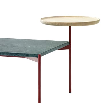 Plateau med brett soffbord - marmor brun-svart stativ-brikke i ask-60x100 - Adea