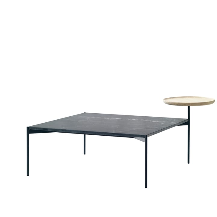 Plateau med brett soffbord - marmor svart-svart stativ-brett i ask-90x90 - Adea