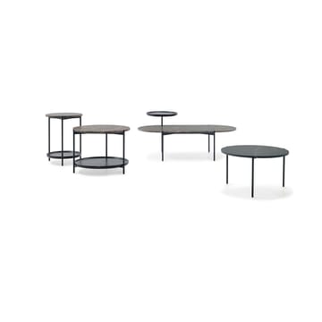 Plateau sofabord Ø42 cm - Marmor svart-svarte ben-H55 - Adea