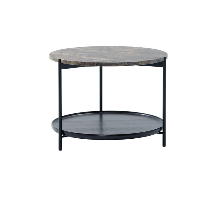 Plateau sofabord Ø60 cm - Marmor brun-svarte ben-H45 - Adea