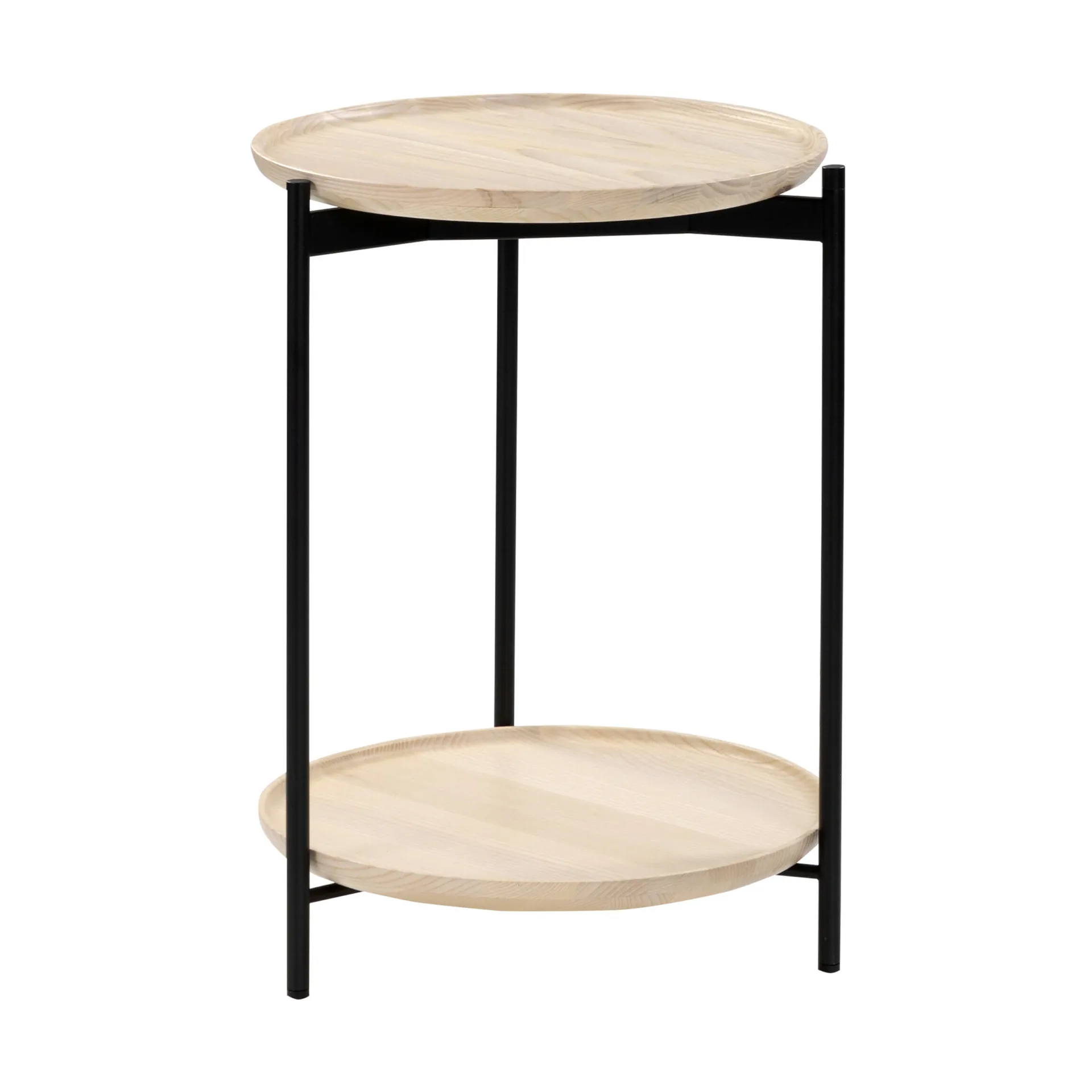 Plateau Wood sofabord Ø40 cm, Ask hvit-svarte bein Adea