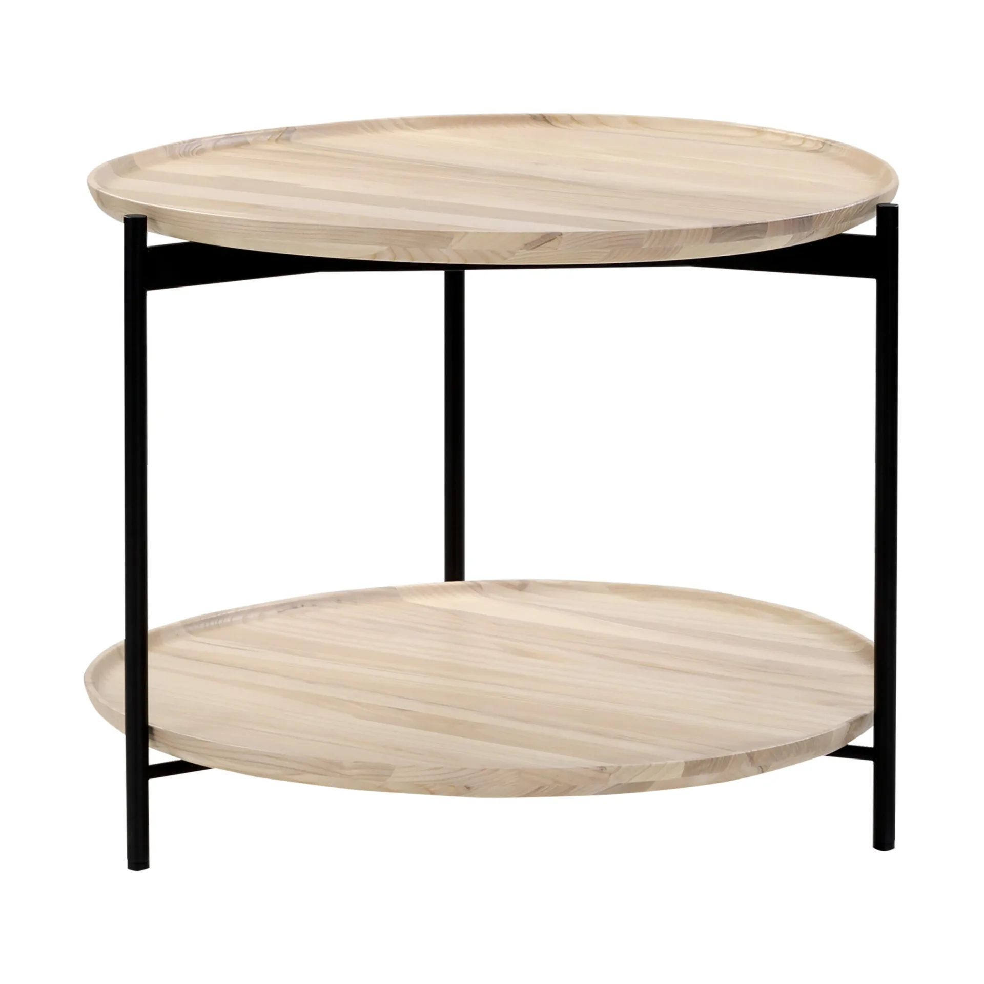 Plateau Wood sofabord Ø58 cm, Ask hvit-svarte ben-H45 Adea
