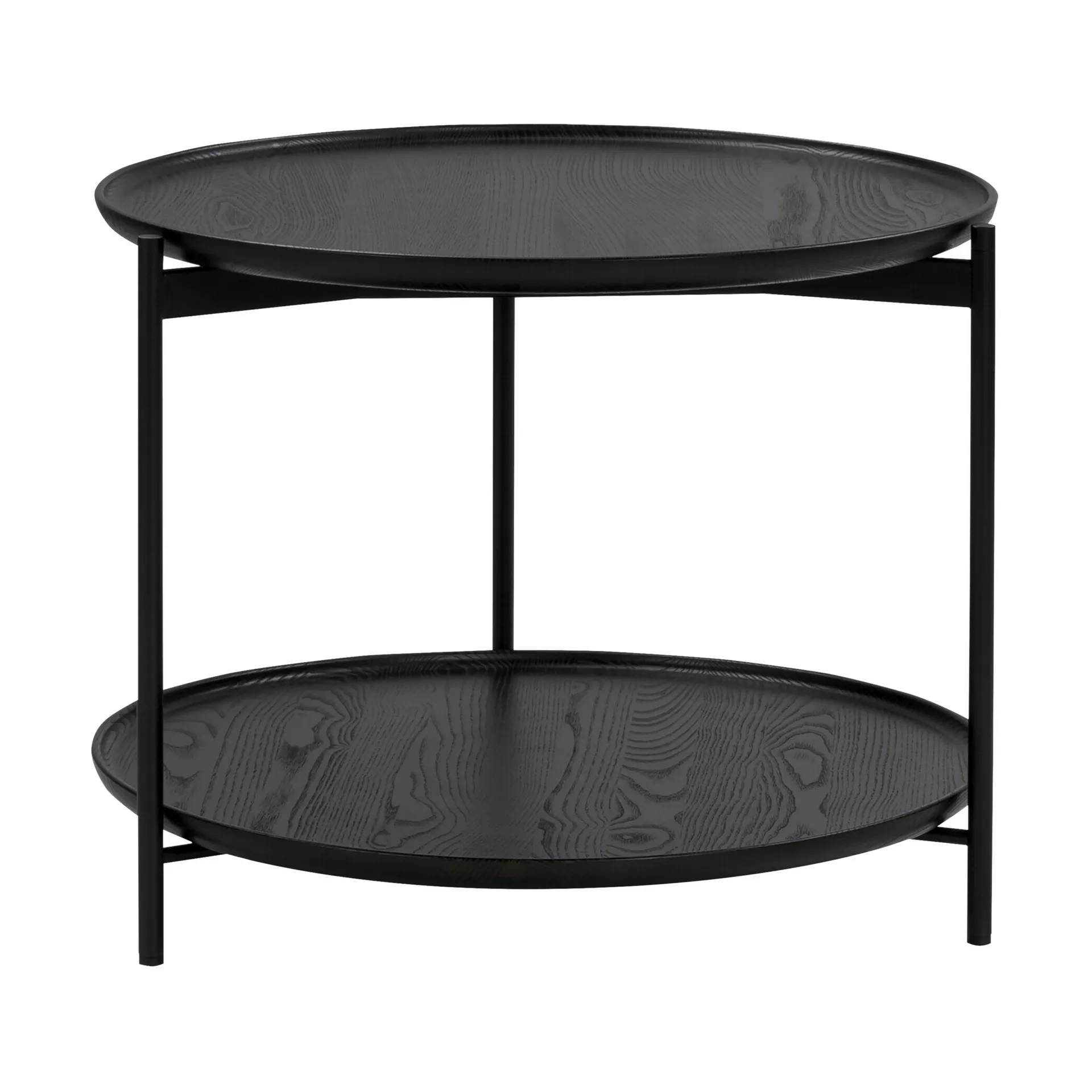 Plateau Wood sofabord Ø58 cm, Ask svart-svarte ben-H45 Adea