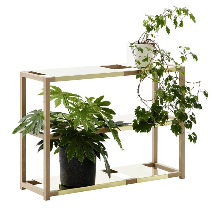 The Botanic Shelf Medium hylle, eik svartbeiset, svarte metallhyller Adea