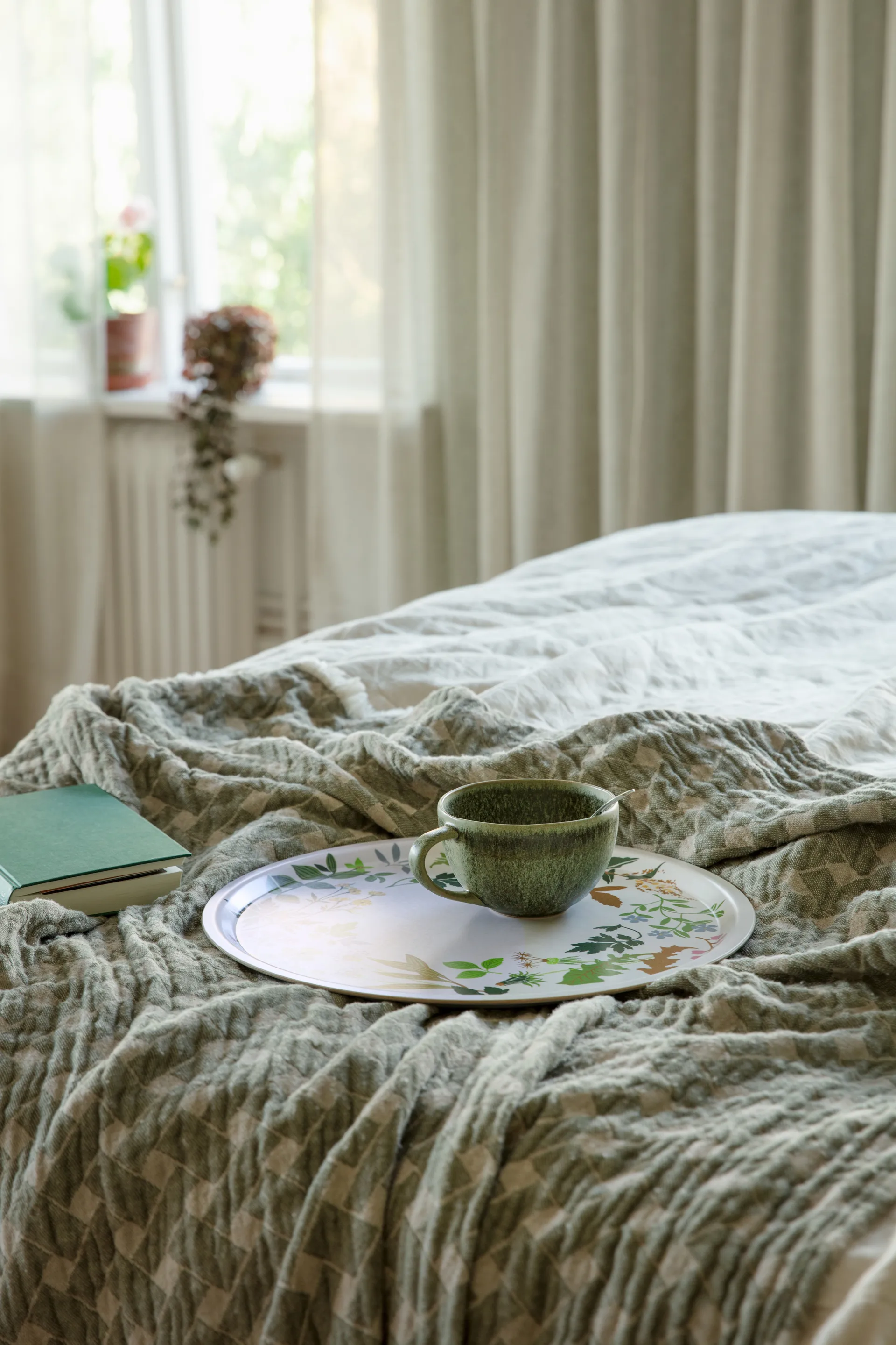 Korg pledd 170x120 cm, Grønn-beige Almedahls