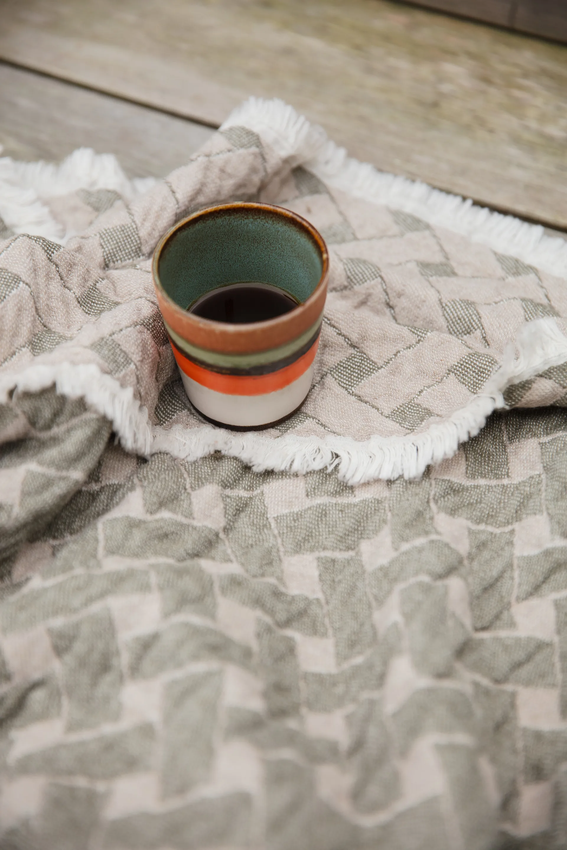 Korg pledd 170x120 cm, Grønn-beige Almedahls