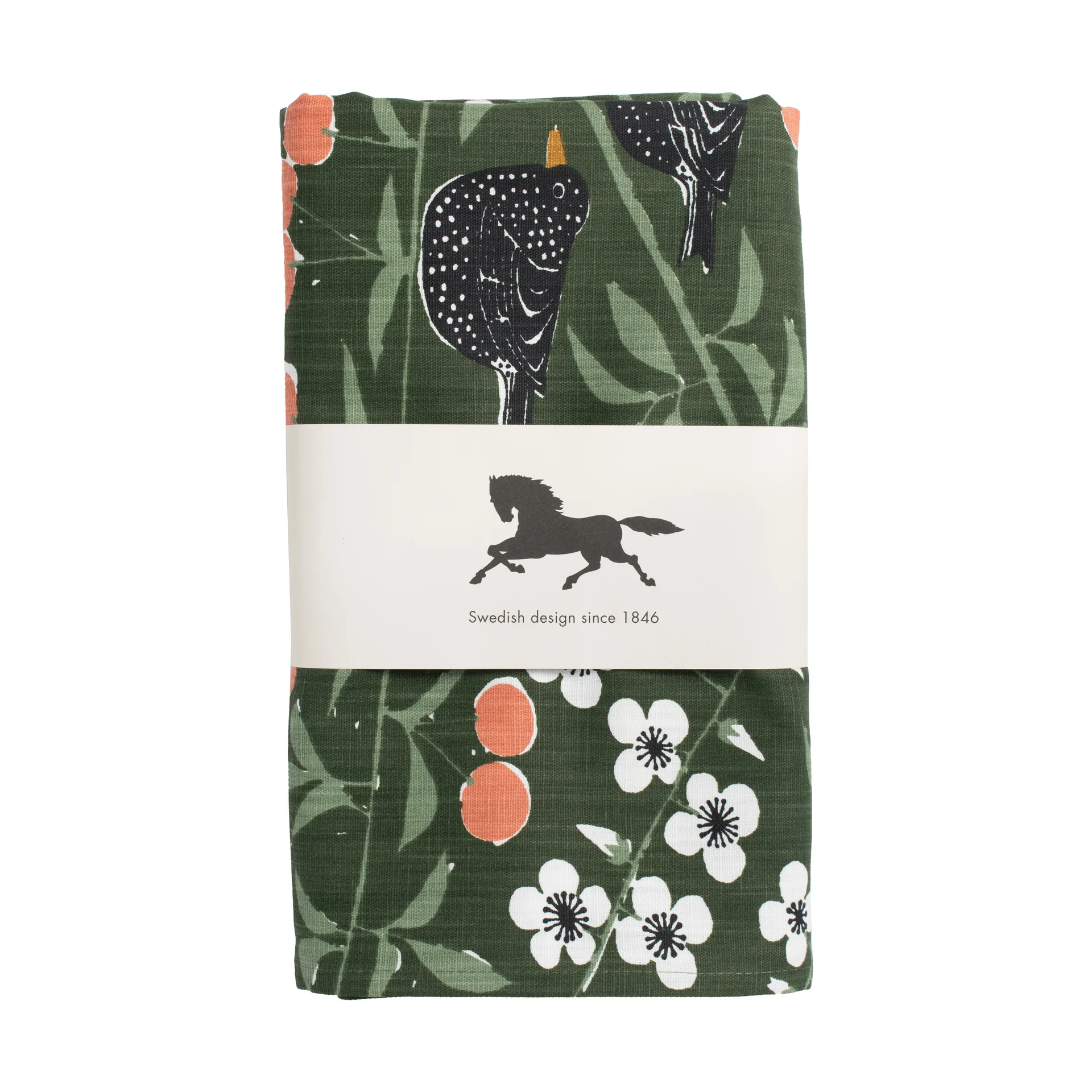 Körsbärsträdgården duk, Mørkegrønn, 145x250 cm Almedahls