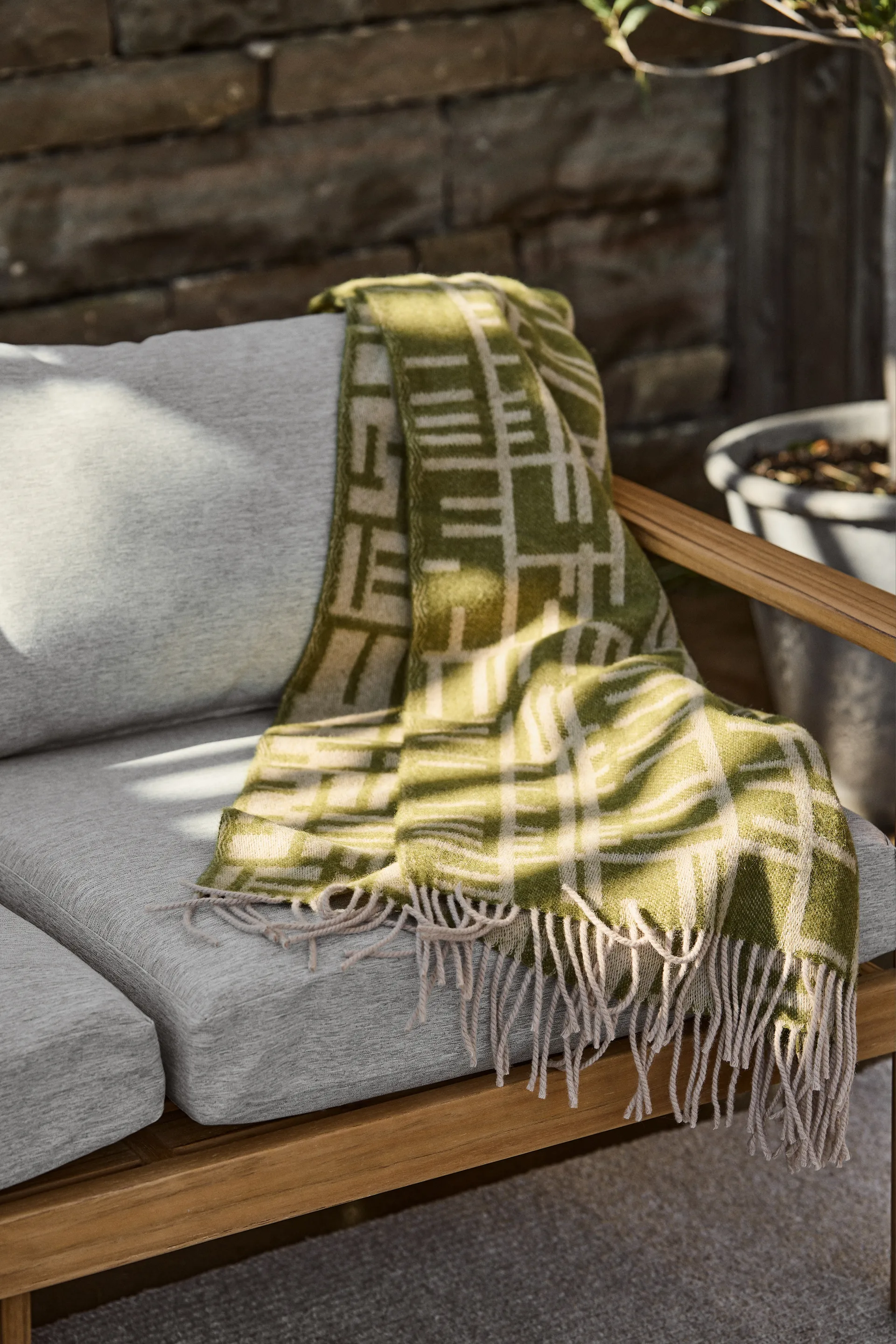 Pickepin pledd 130x170 cm, Mosegrønn-beige Almedahls