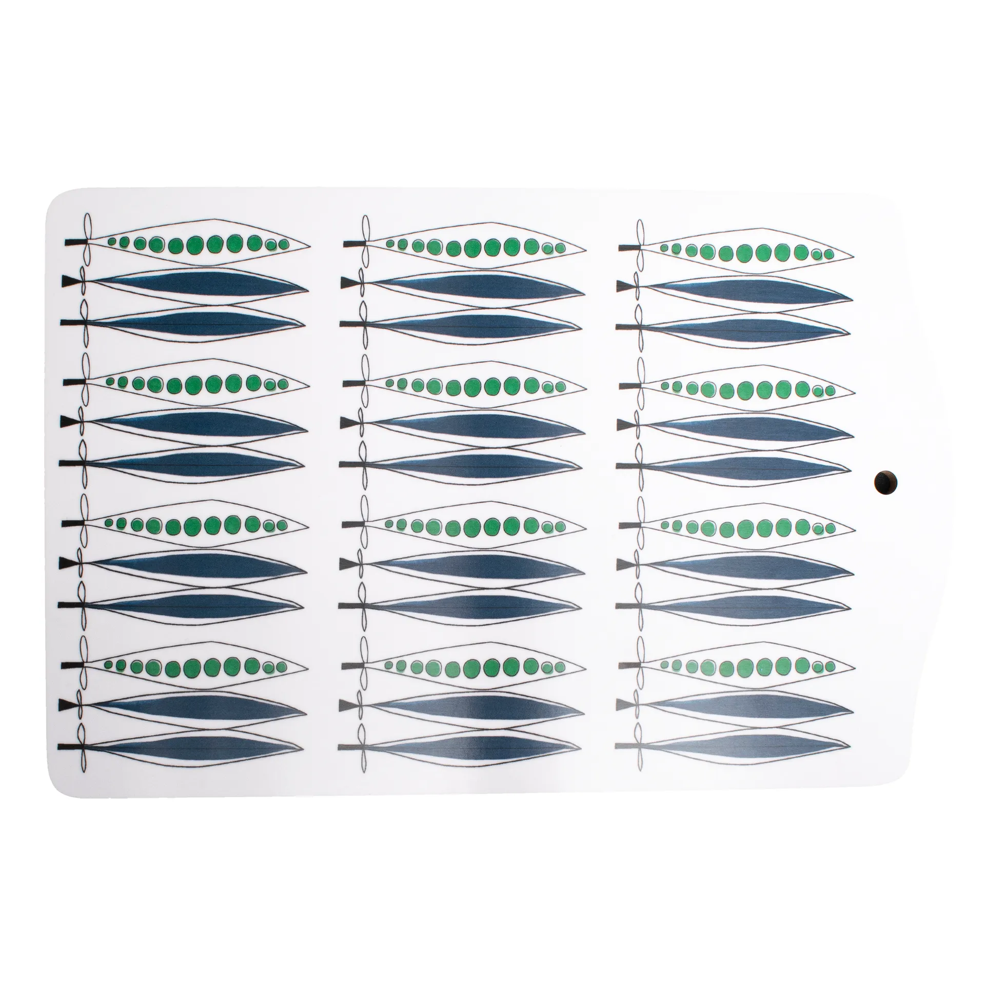 Picknick serveringsbrikke erter 20x30 cm, Blå-multi Almedahls