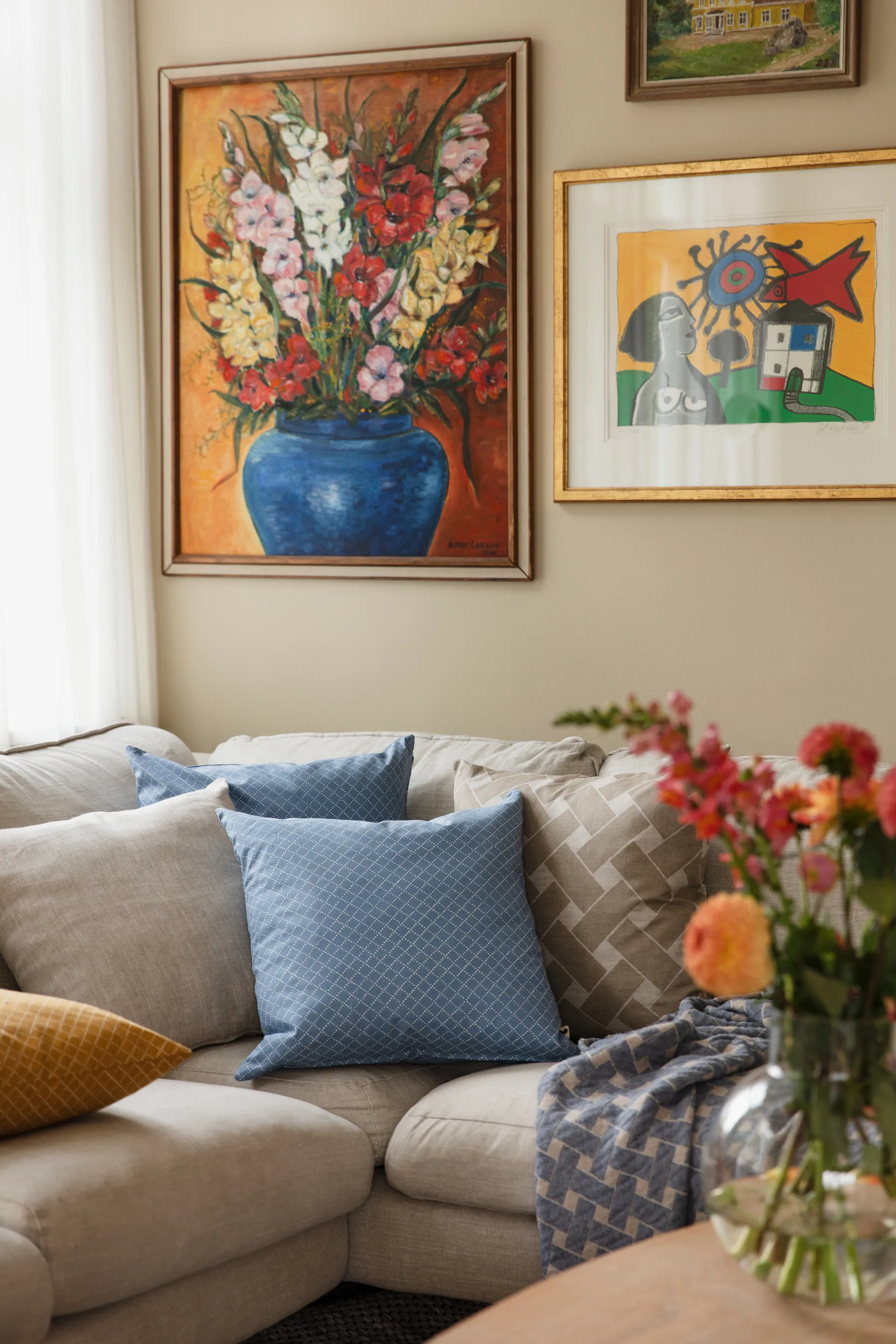 Prickruta putetrekk 47x47 cm, Blå Almedahls