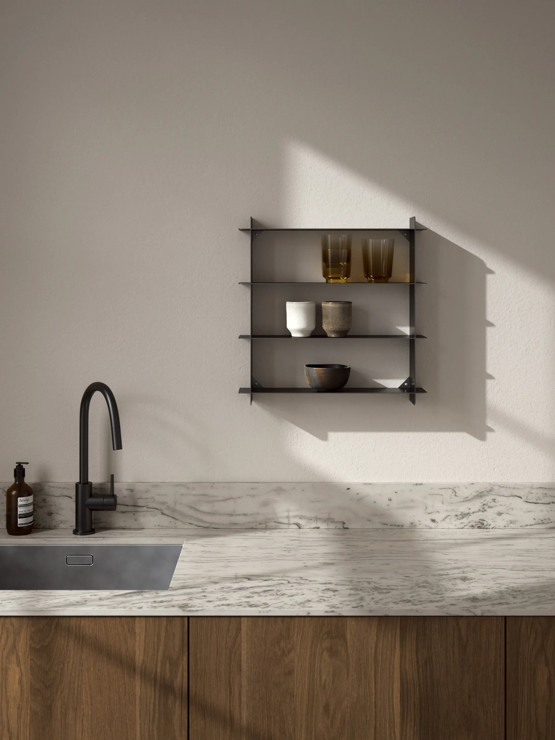 Division vegghylle, Black steel, 45x45x10 cm Andersen Furniture