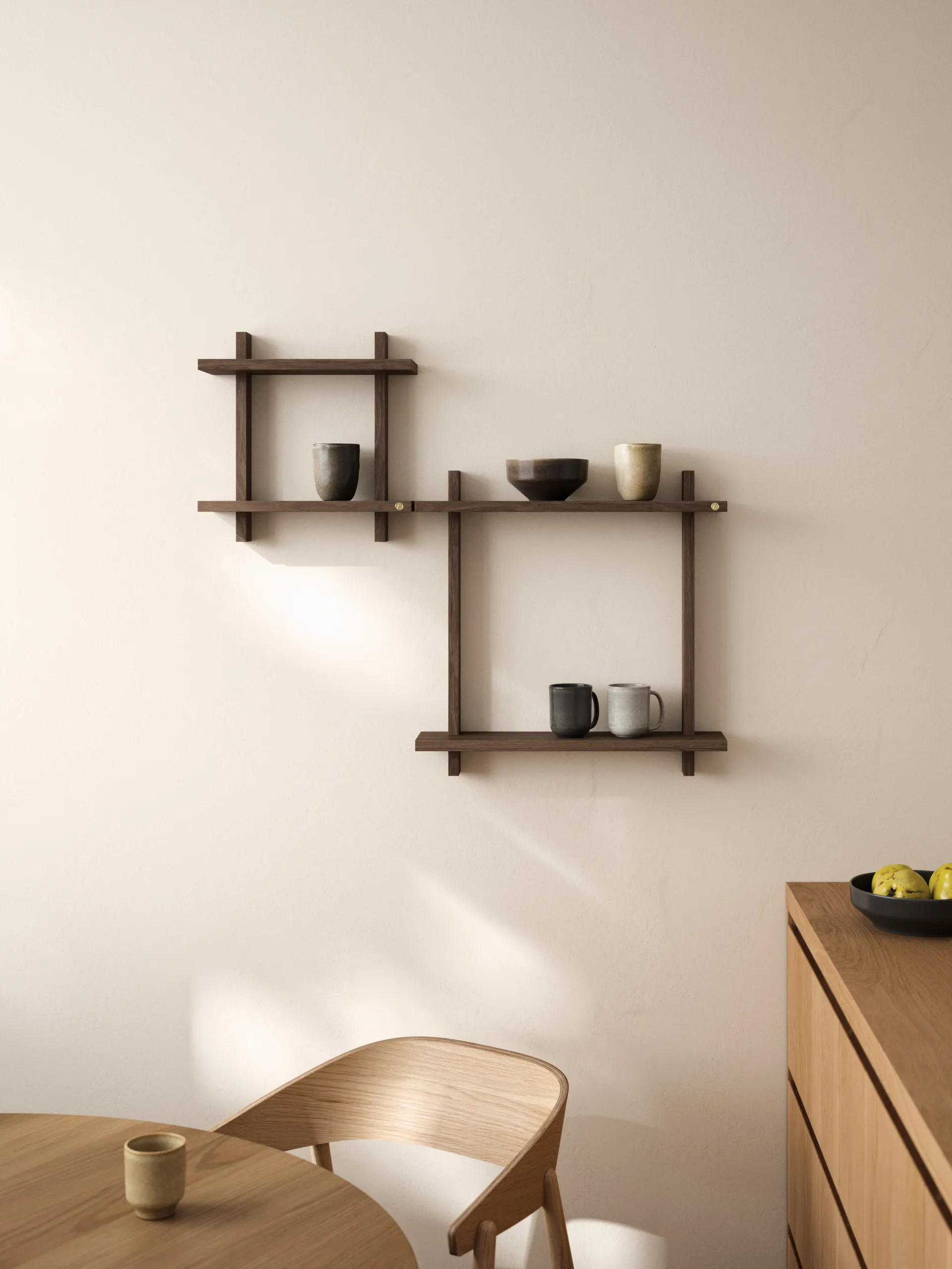 Treat vegghylle dobbel, Smoked Oiled Oak, 50x12x50 cm Andersen Furniture
