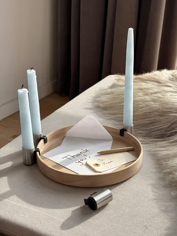 Luna lysestake Ø27 cm - Eik-stål - Applicata