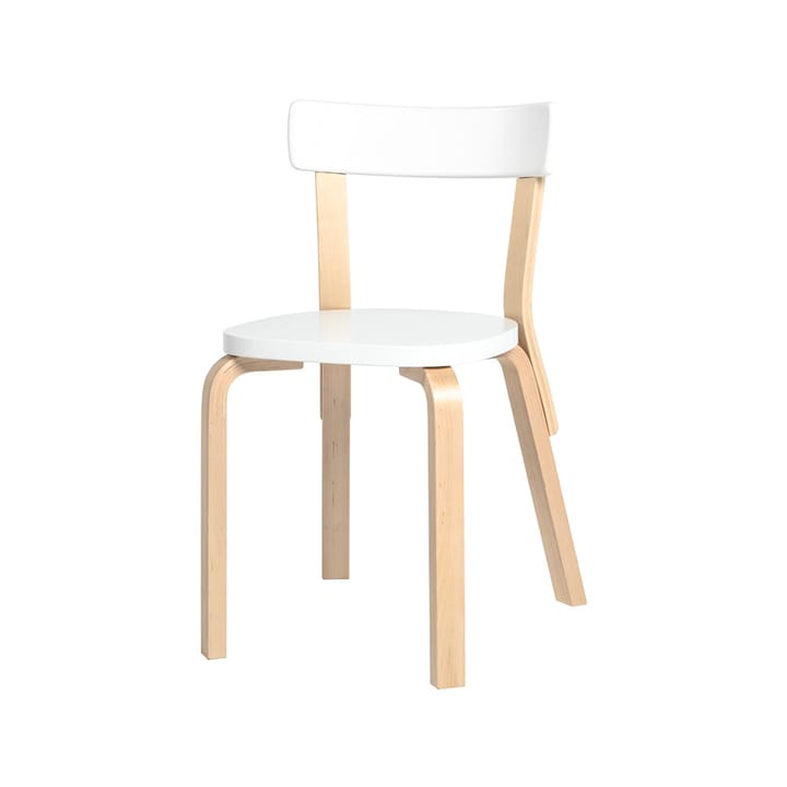 69 stol - Hvit-Bjørkeunderstell - Artek