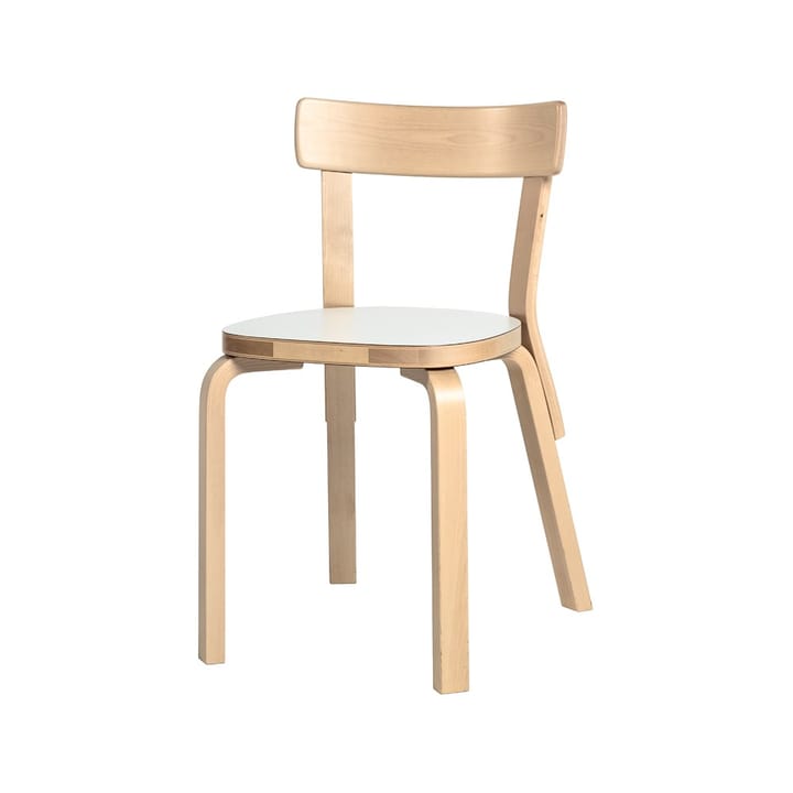 69 stol - Hvit laminert-Bjørkeunderstell - Artek