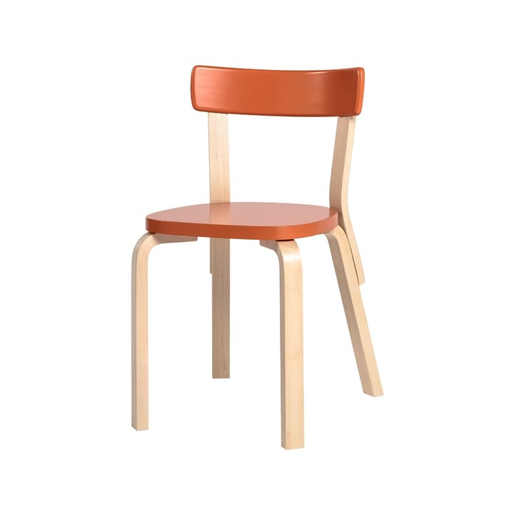 69 stol - Orange-bjørkeunderstell - Artek