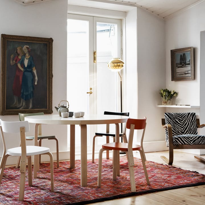 69 stol, Orange-bjørkeunderstell Artek