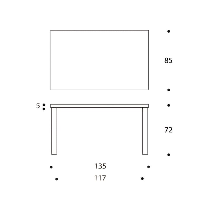 Aalto 82B spisebord, Hvit laminat-Bjørkeben Artek