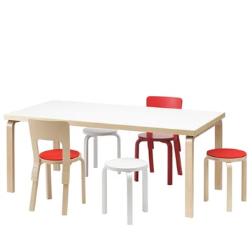 Aalto 83 spisebord rektangulært - Hvit laminat-Bjørkeben - Artek