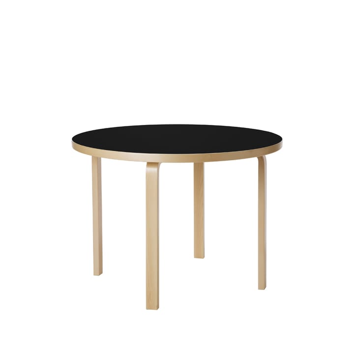 Aalto 90A spisebord rundt - Svart linoleum-Bjørkeben - Artek