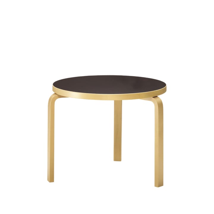Aalto 90B spisebord rundt - Svart linoleum-Bjørkeben - Artek