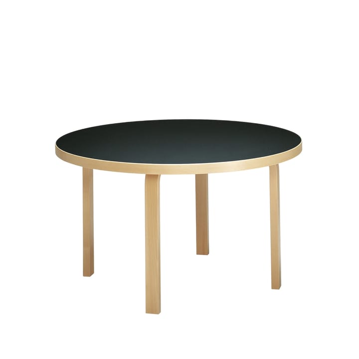 Aalto 91 spisebord rundt - Svart linoleum-Bjørkeben - Artek