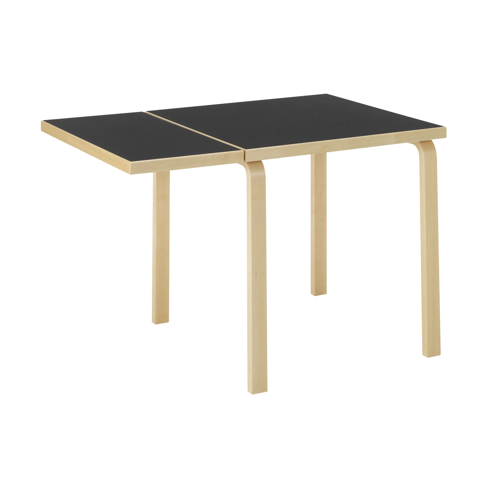 Aalto Table foldable DL81C spisebord, Top black linoleum-natural lakkert Artek