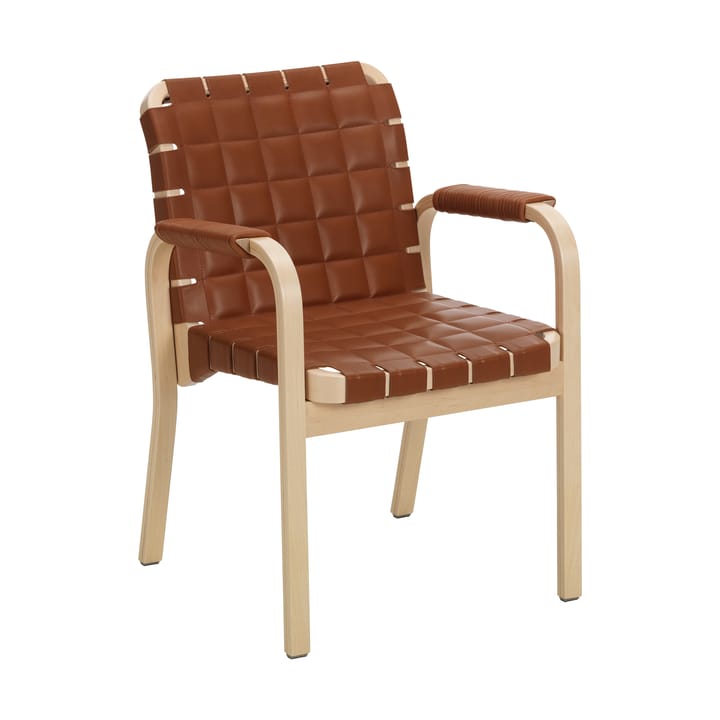 Armchair 45 lenestol lakkert bjørk - Leather Prestige Cognac 40680 - Artek