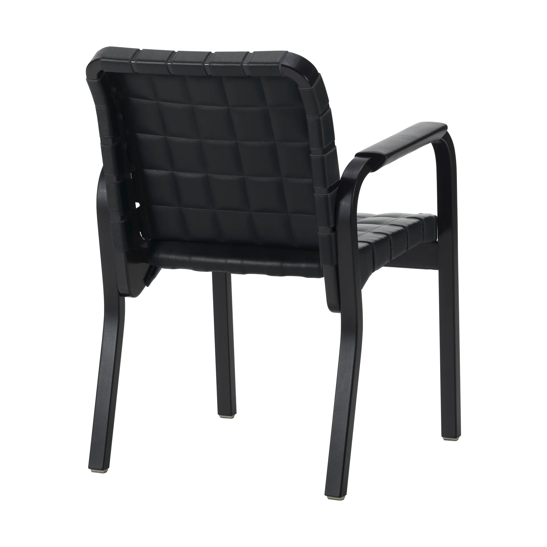 Armchair 45 lenestol lakkert bjørk, Leather Wrap Black 40672 Artek