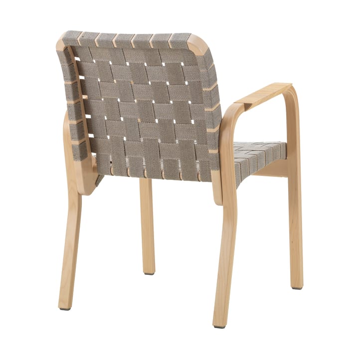 Armchair 45 lenestol lakkert bjørk, Webbing natural/black Artek