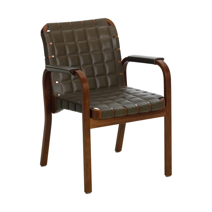 Armchair 45 lenestol valnøttbeiset bjørk - Leather Envy Olive 20324 - Artek