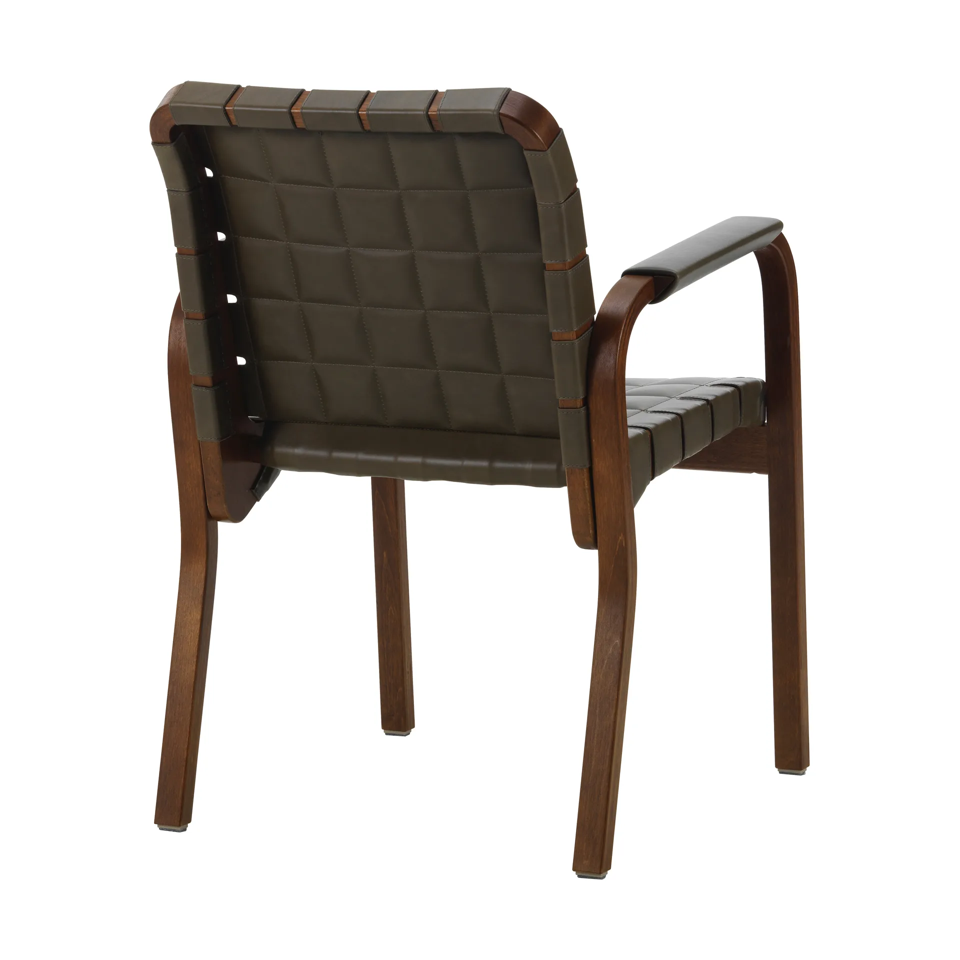Armchair 45 lenestol valnøttbeiset bjørk, Leather Envy Olive 20324 Artek