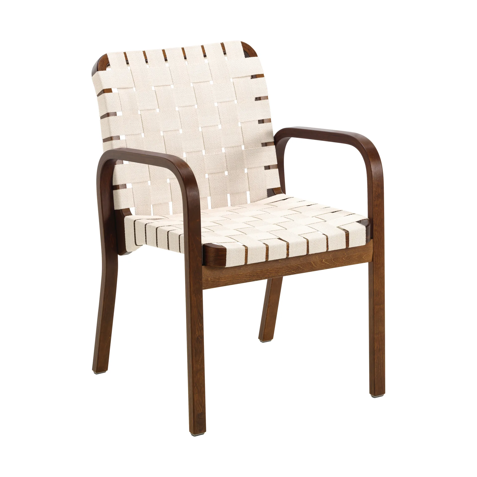 Armchair 45 lenestol valnøttbeiset bjørk, Webbing natural/white Artek