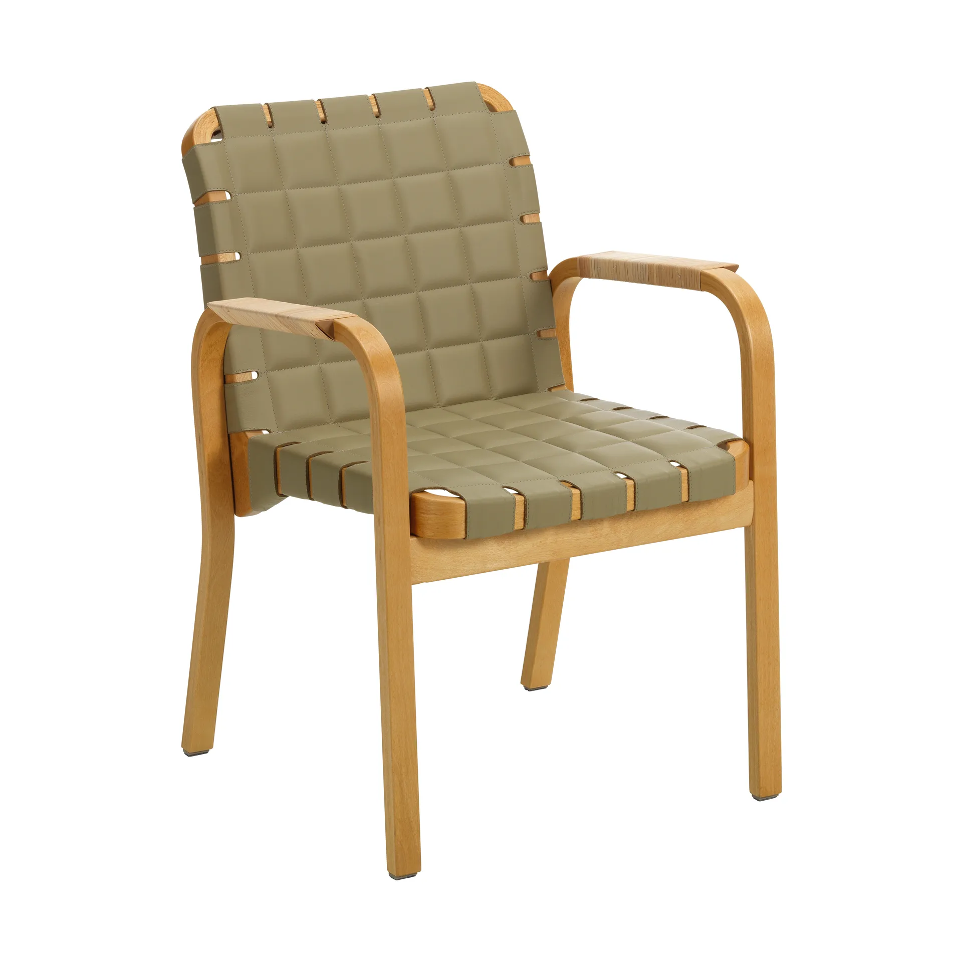 Armstol 45 lenestol honningsbeiset bjørk, Leather Spectrum Leaf 30168 Artek