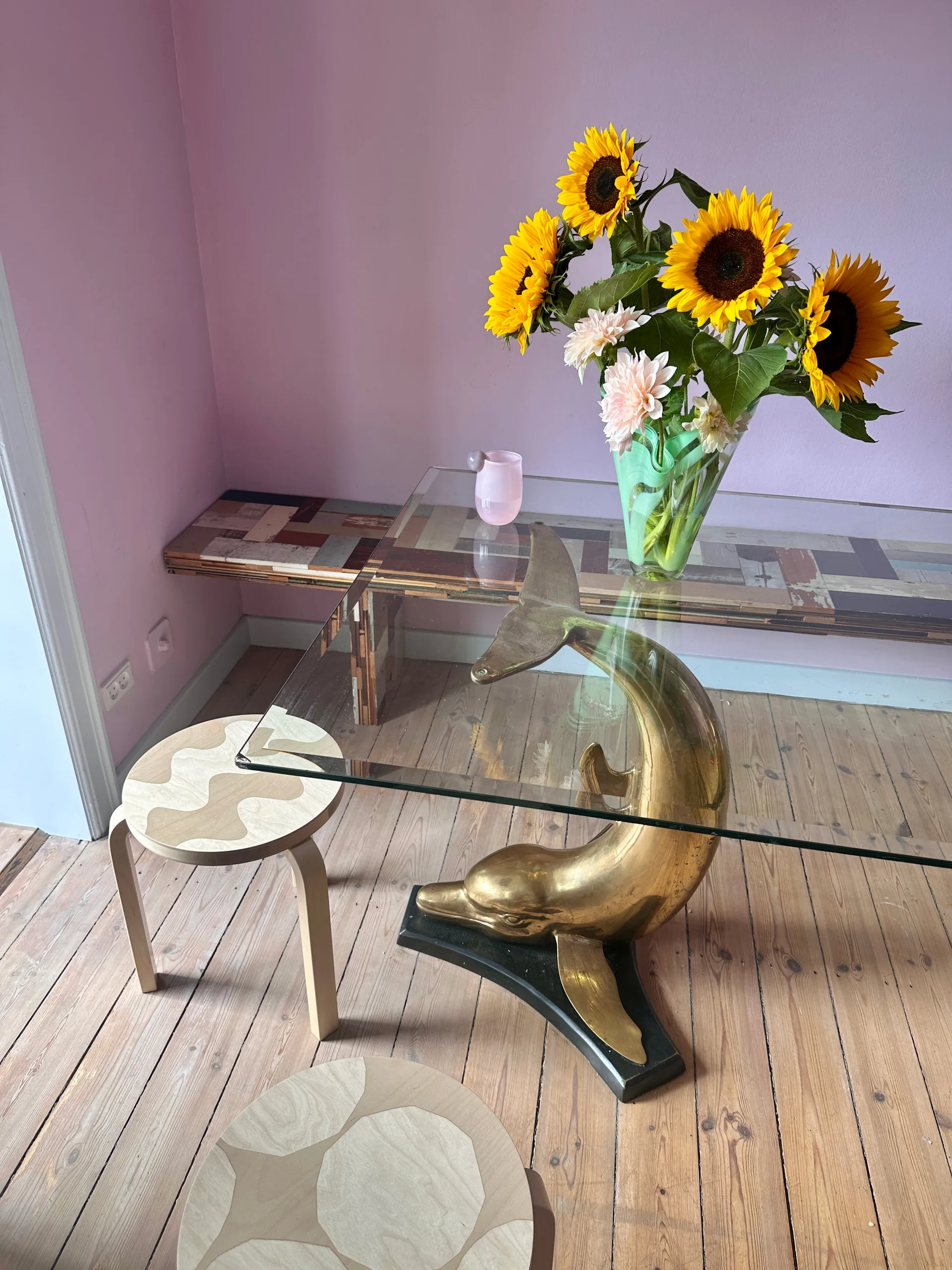 Artek + Marimekko Stool 60 Lokki krakk, Bjørk Artek